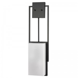 Hospitality Hotel Wall Sconce with Matte Black Finish and Rectangular Acrylic Shade at Hotel Typical Corridor